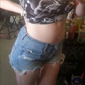 Hi Rise distressed festival shorts